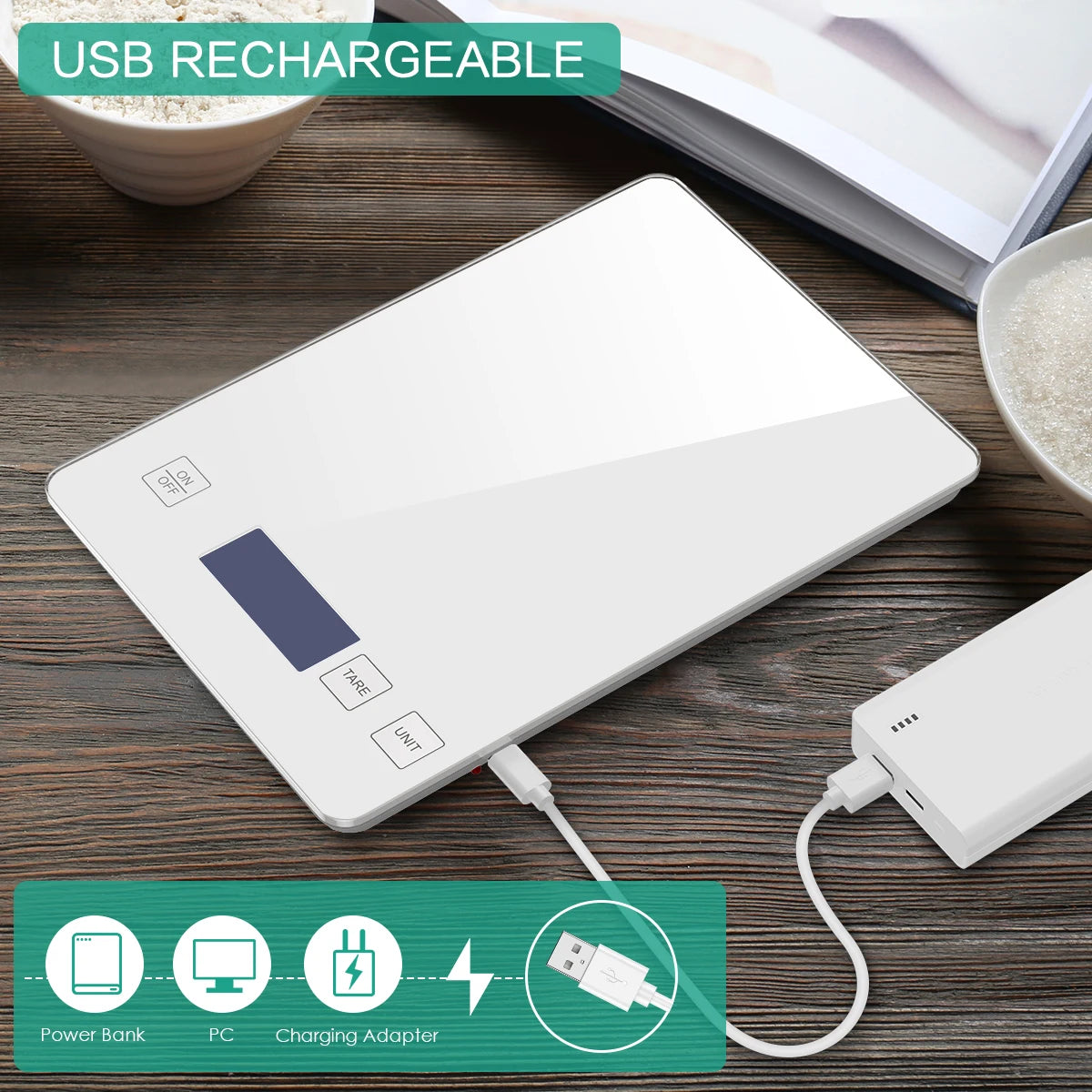 Digital Kitchen Scale 1g-10kg  Food Scale Waterproof Tempered Glass Platform High Accuracy Multi-Function Scale