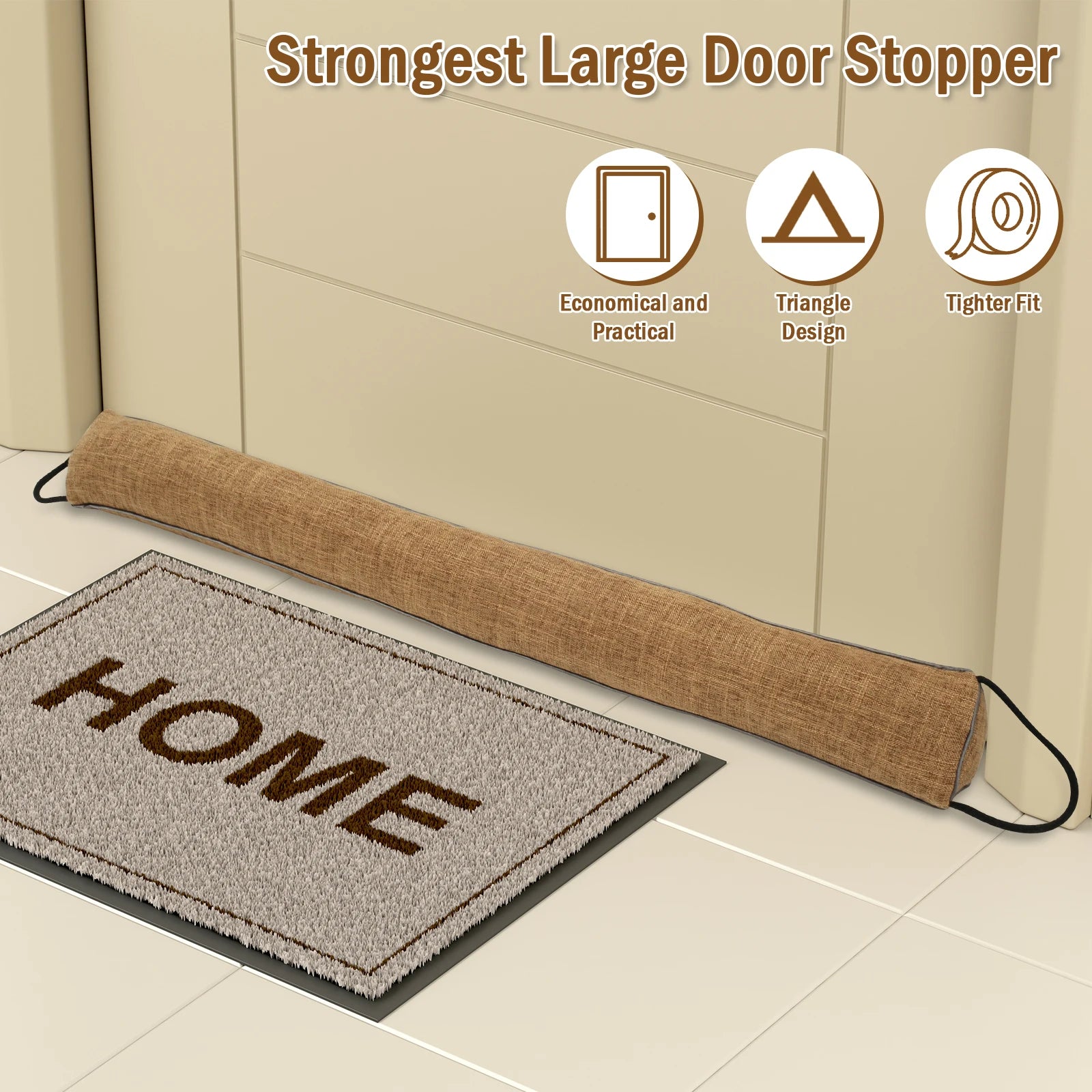 1/2Pcs Under Door Draft Stopper 92cm Heavy Triangular Duty Door Draft Blocker with Hanging Loops for Under Door Noise Blocker