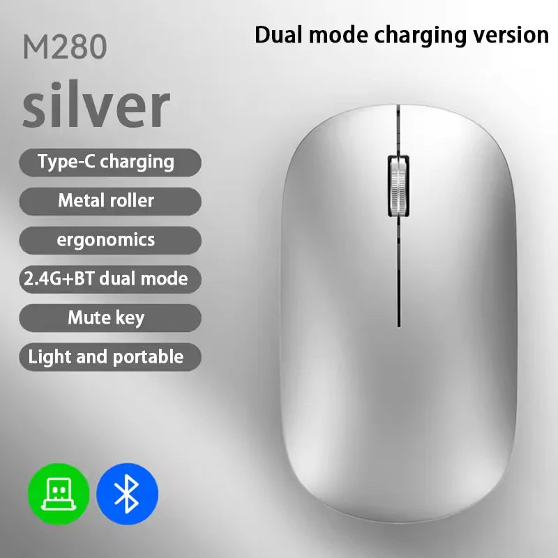 Silent Click Wireless Mouse Type-C Charging Portable Office Ergonomic Laptop Universal Lightweight Office Game No-Noise General