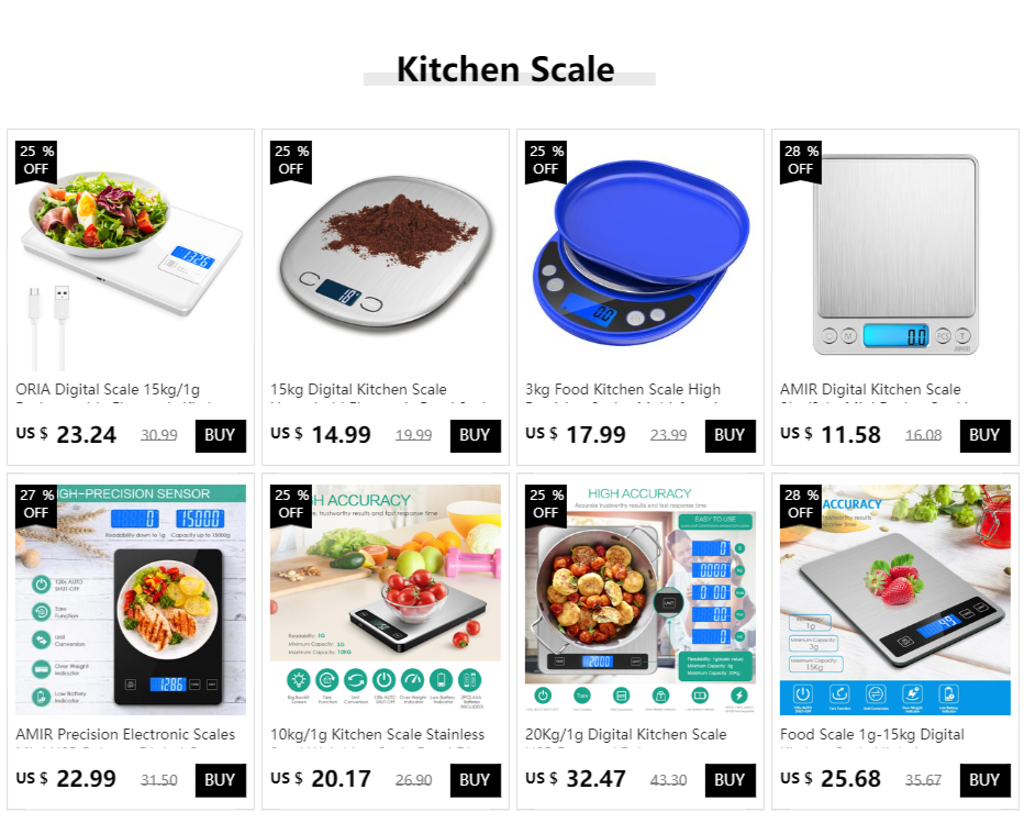 Digital Kitchen Scale 1g-10kg  Food Scale Waterproof Tempered Glass Platform High Accuracy Multi-Function Scale