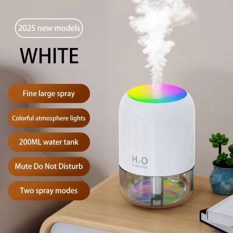 Mini Air Humidifier Household Quiet Moisturizing Bedroom Office Desktop Usb Small New Colorful Atmosphere Light Spray