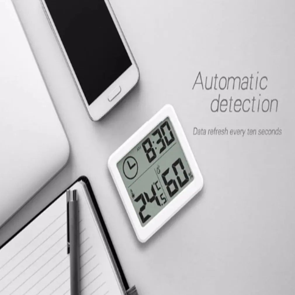 Thermohygrometer Ultra-thin Simple Smart Home Electronic Digital Thermometer Hygrometer LCD Digital Wall Clock