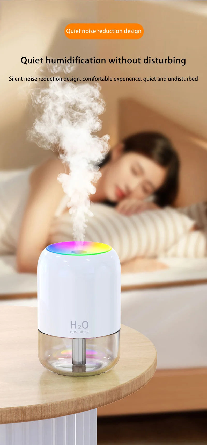 Mini Air Humidifier Household Quiet Moisturizing Bedroom Office Desktop Usb Small New Colorful Atmosphere Light Spray
