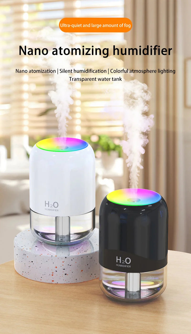 Mini Air Humidifier Household Quiet Moisturizing Bedroom Office Desktop Usb Small New Colorful Atmosphere Light Spray