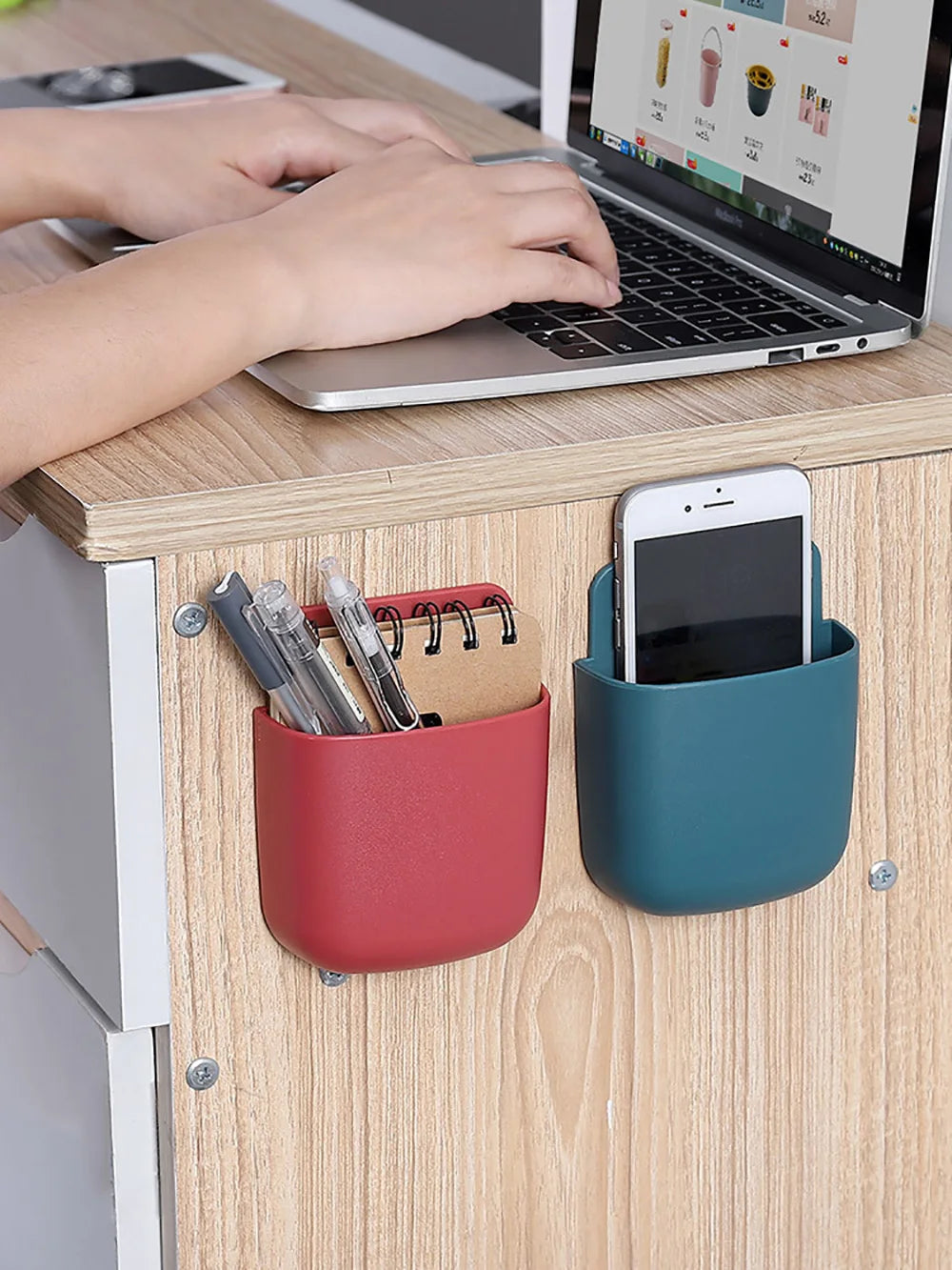 Wall Mounted Storage Box Mobile Phone Plug Holder Stand Rack Remote Control Storage Organizer Case For Air Conditioner TV