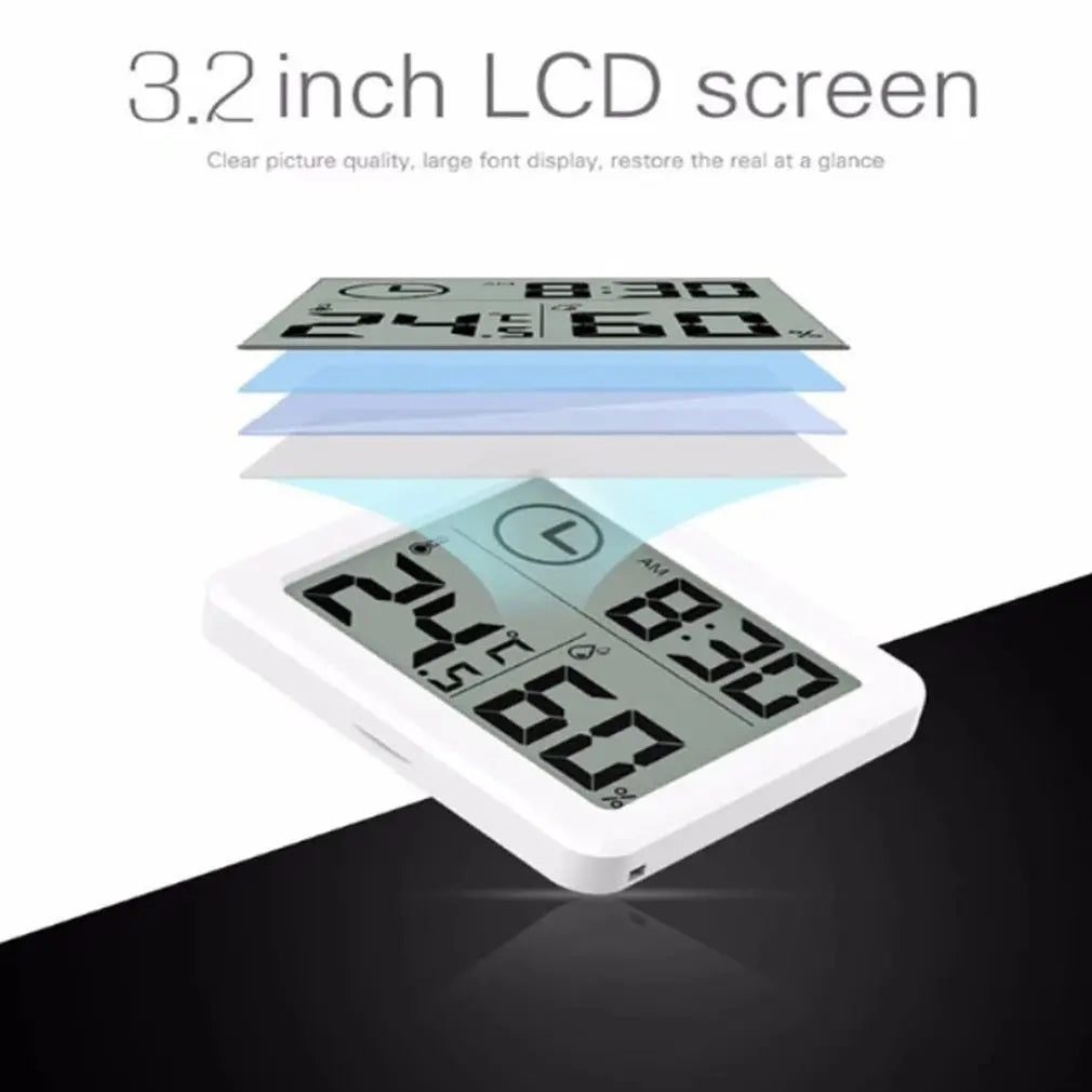 Thermohygrometer Ultra-thin Simple Smart Home Electronic Digital Thermometer Hygrometer LCD Digital Wall Clock
