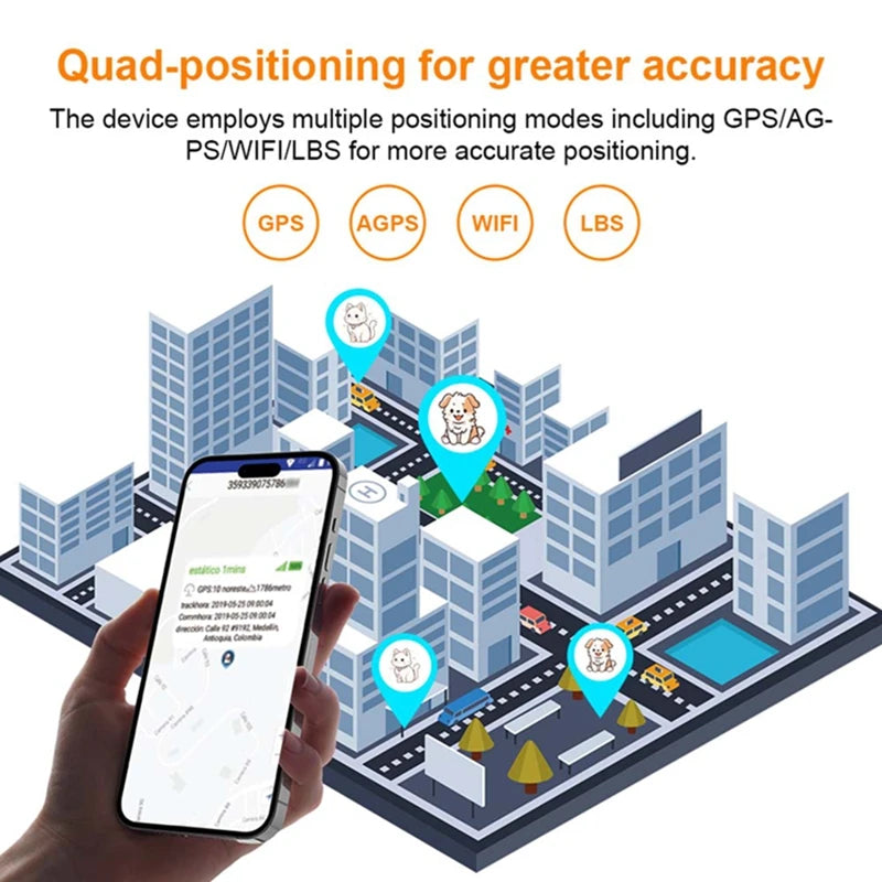 Mini Pet GPS Tracker Global 4G LTE Smart Anti Lost Device with SOS Alert and Geo Fence History Route for Cats Dogs iOS Android