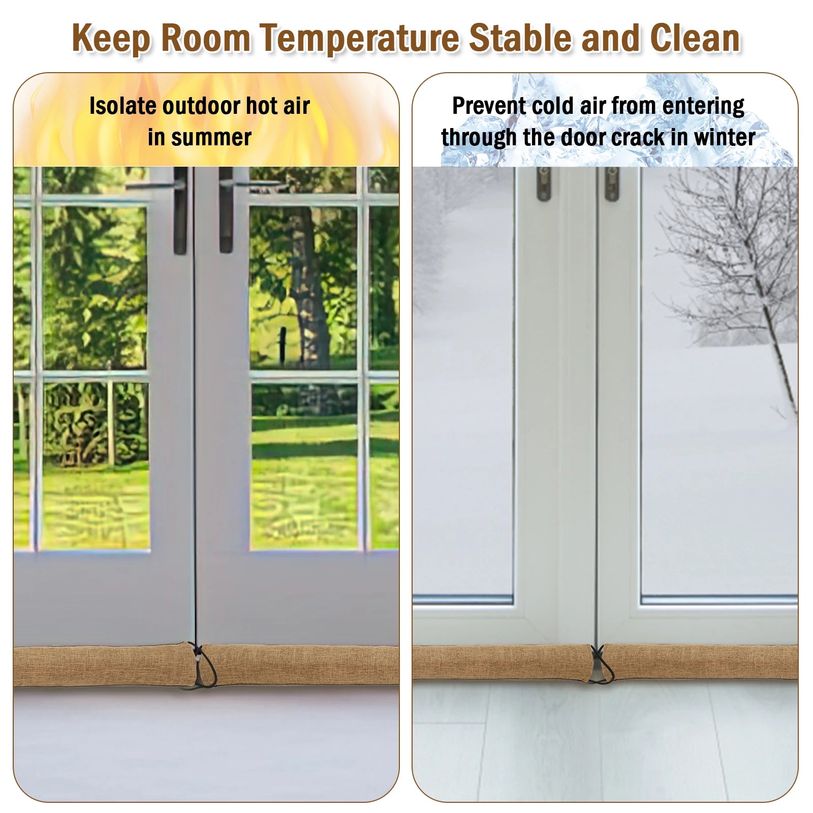 1/2Pcs Under Door Draft Stopper 92cm Heavy Triangular Duty Door Draft Blocker with Hanging Loops for Under Door Noise Blocker