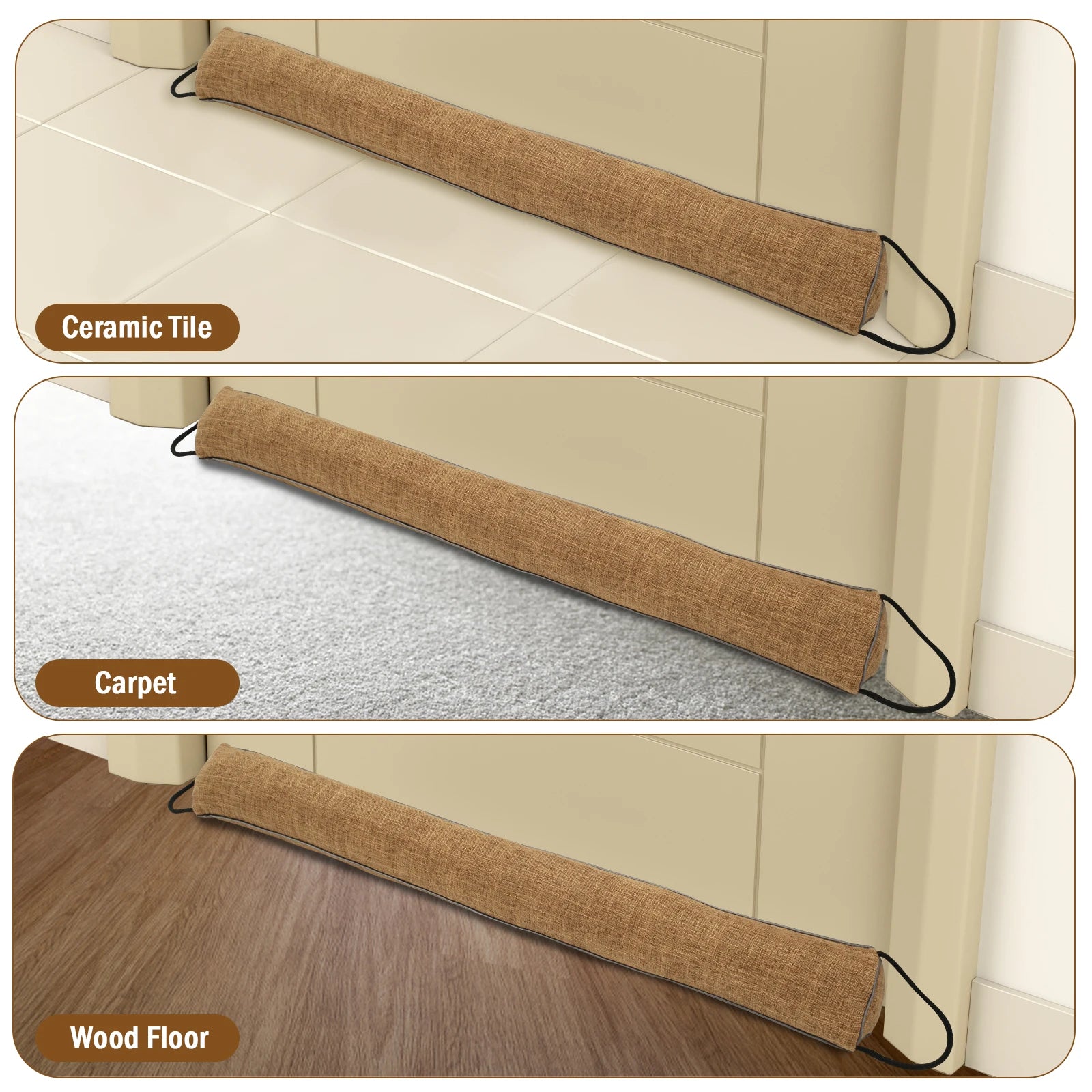 1/2Pcs Under Door Draft Stopper 92cm Heavy Triangular Duty Door Draft Blocker with Hanging Loops for Under Door Noise Blocker