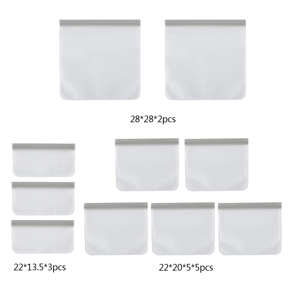 10pcs Silicone Food Storage Containers Sandwich Food Storage Bags Leakproof Containers Reusable Stand Up Zip Shut Bag Fresh Bag