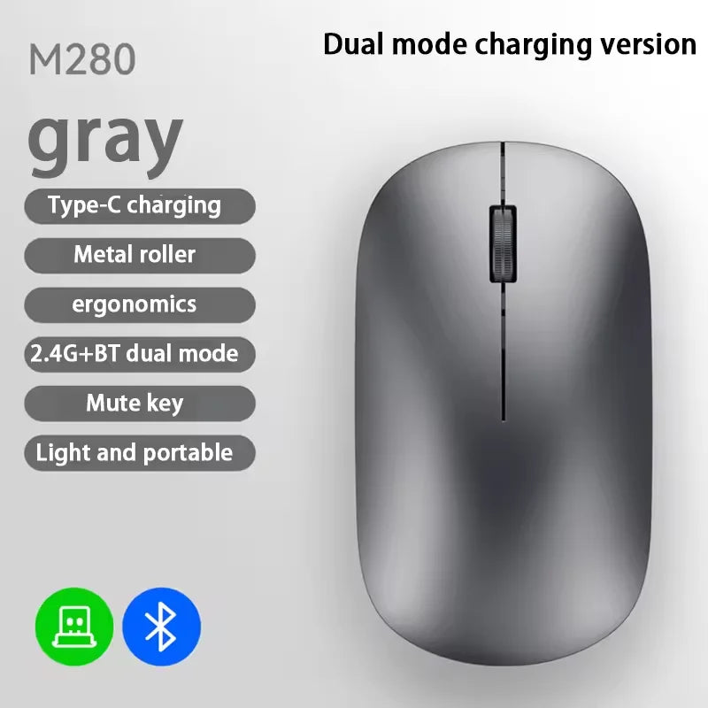 Silent Click Wireless Mouse Type-C Charging Portable Office Ergonomic Laptop Universal Lightweight Office Game No-Noise General