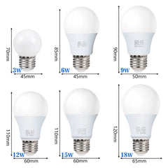 3W 6W 9W 12W 15W 18W LED Bulb Lamps E27 Lampada LED Light Bulb AC 220V-240V Smart IC High Brightness Bombilla Lamp Spotlight