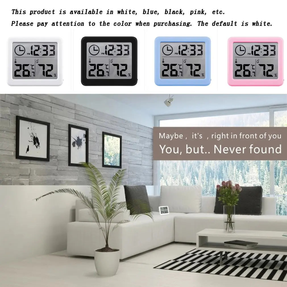 Thermohygrometer Ultra-thin Simple Smart Home Electronic Digital Thermometer Hygrometer LCD Digital Wall Clock