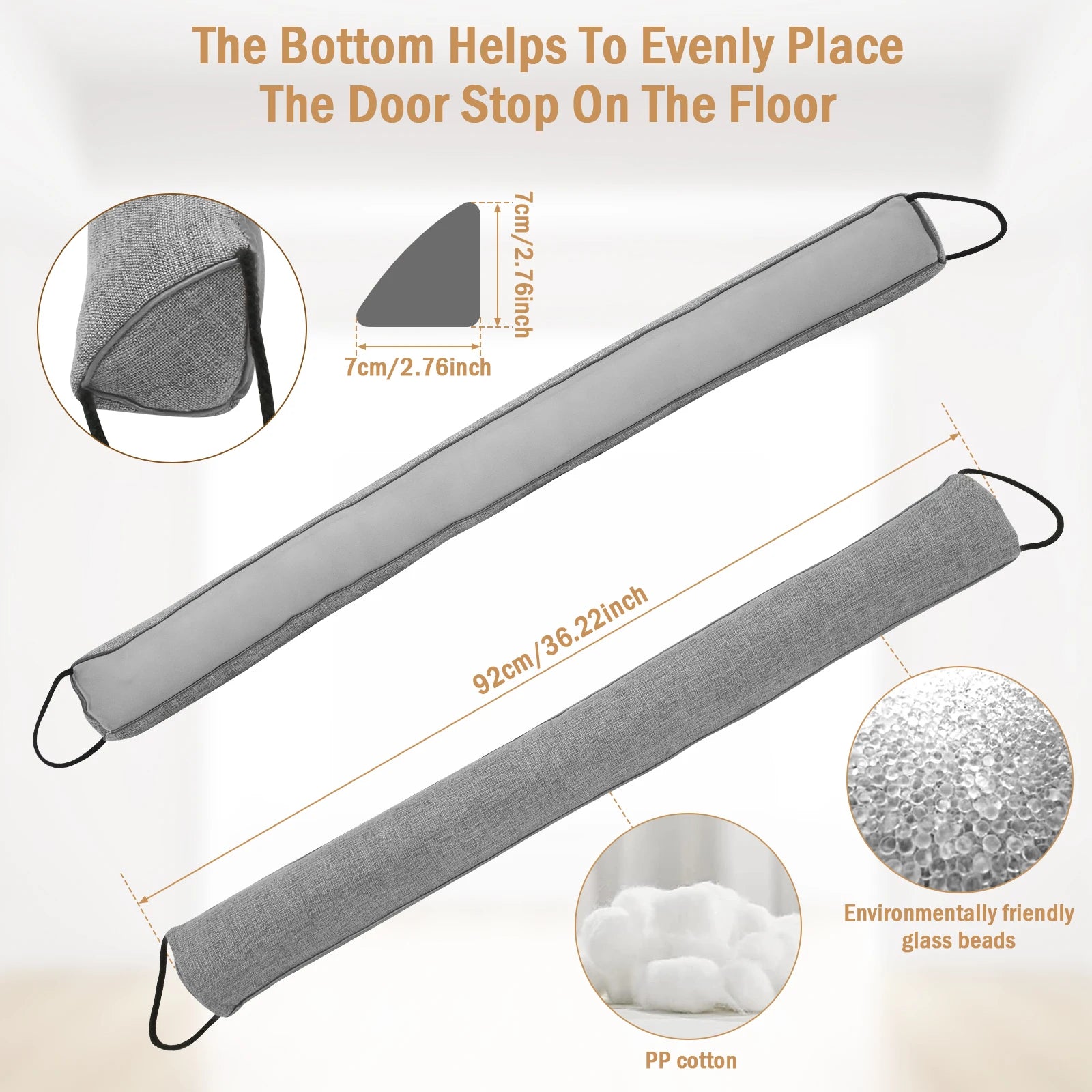 1/2Pcs Under Door Draft Stopper 92cm Heavy Triangular Duty Door Draft Blocker with Hanging Loops for Under Door Noise Blocker