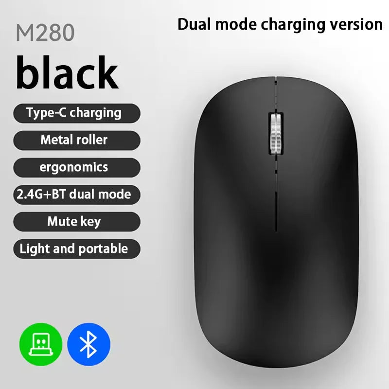 Silent Click Wireless Mouse Type-C Charging Portable Office Ergonomic Laptop Universal Lightweight Office Game No-Noise General