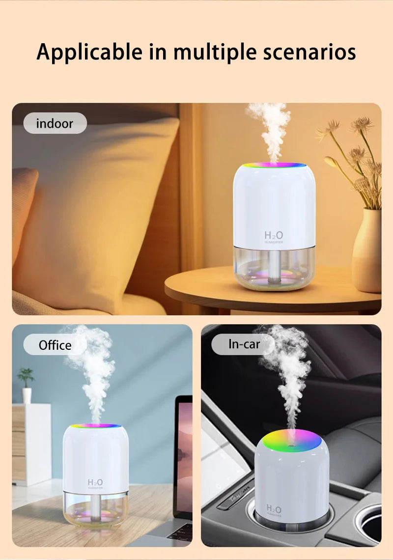 Mini Air Humidifier Household Quiet Moisturizing Bedroom Office Desktop Usb Small New Colorful Atmosphere Light Spray
